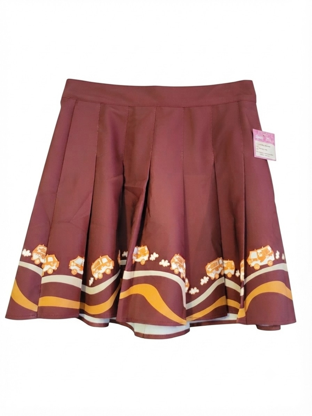 Unique Vintage Velma Scooby Doo  Pleated Mini Skirt with Caravan Hem Print